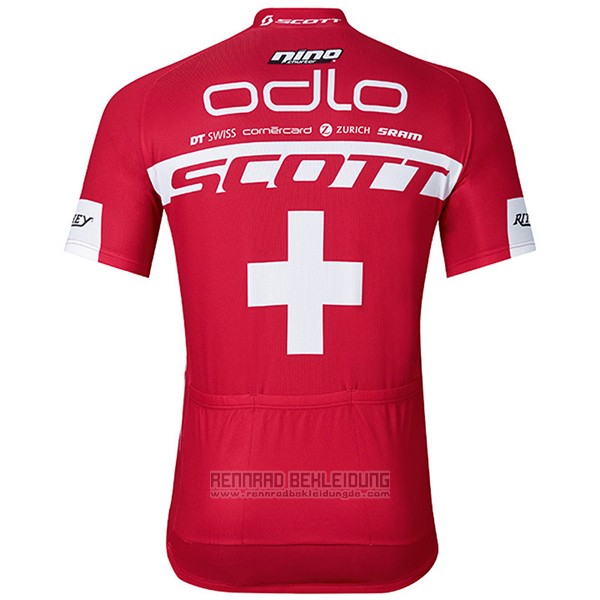 2017 Fahrradbekleidung Scott Champion Schweiz Trikot Kurzarm und Tragerhose